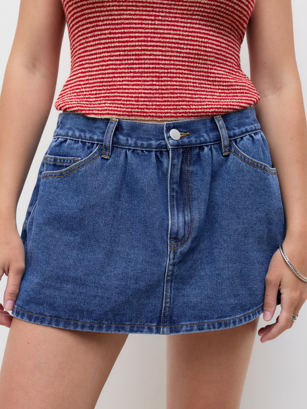 Cider Denim Low Rise Micro Mini Skirt