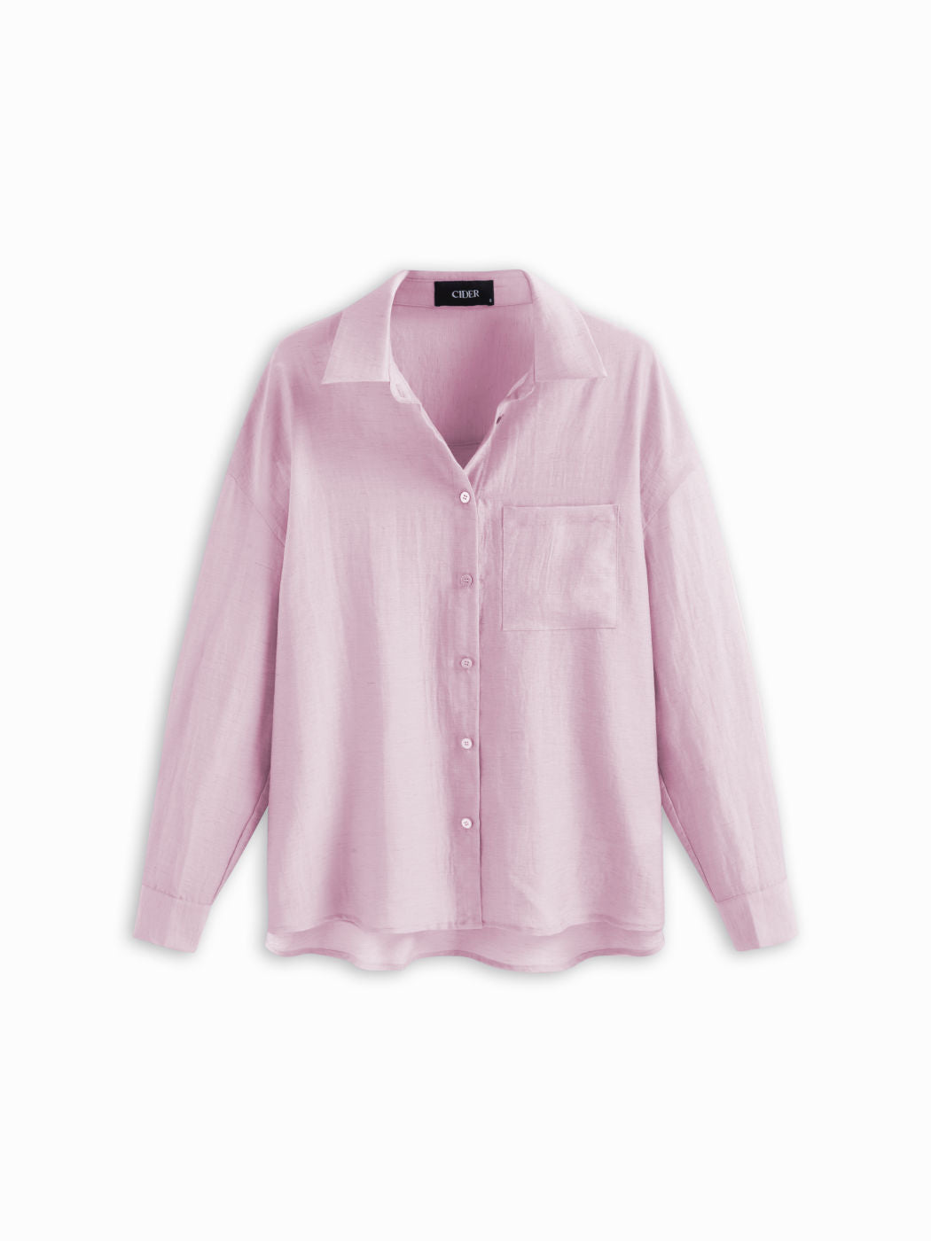 Linen-blend Polo Neck Oversized Long Sleeve Shirt