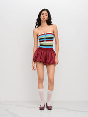 Knit Stripe Colorblock Knotted Crop Bandeau Top