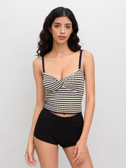Knit Sweetheart Stripe Crop Cami Top