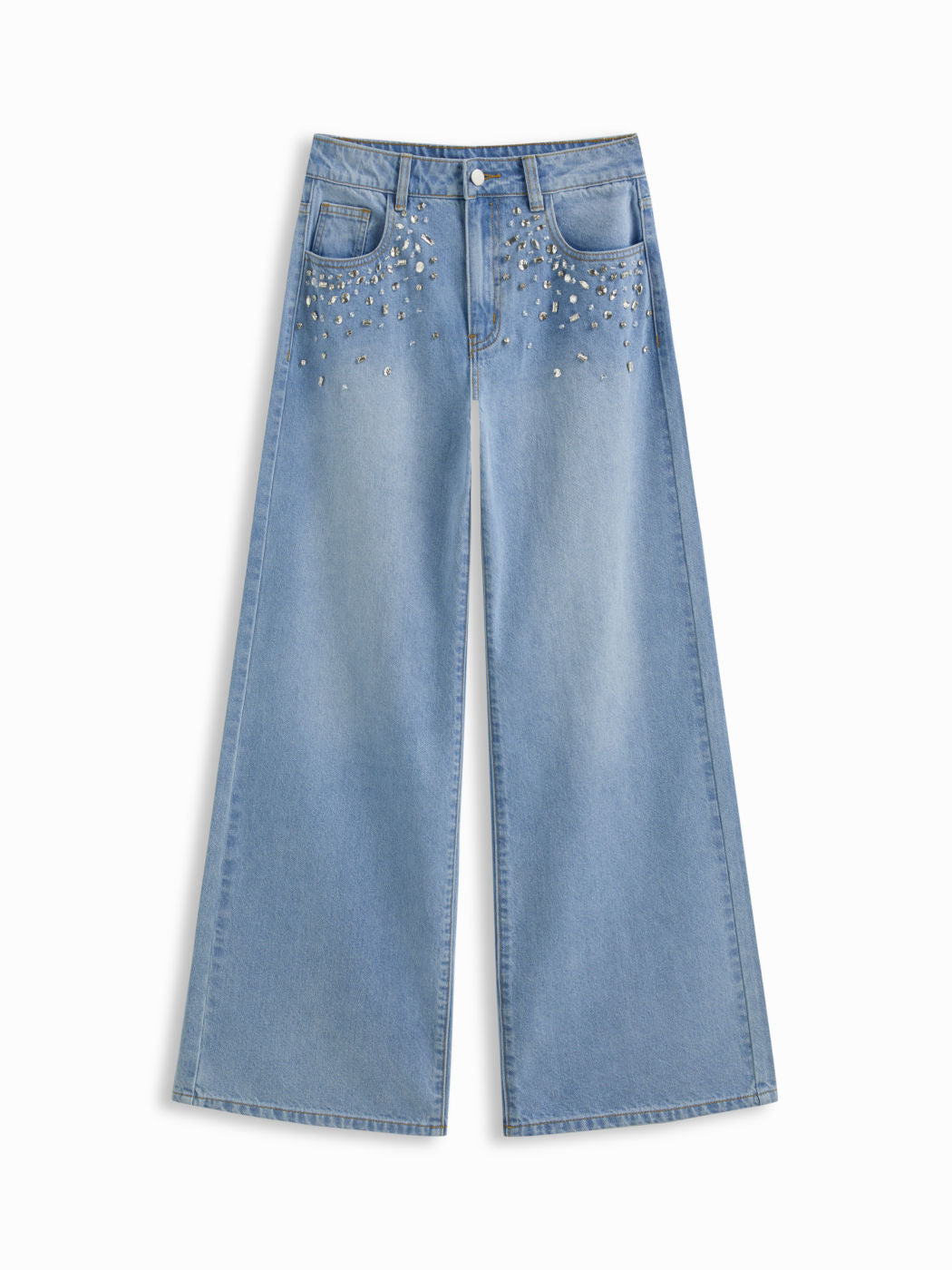 Cider Denim Low Rise Rhinestone Baggy Jeans