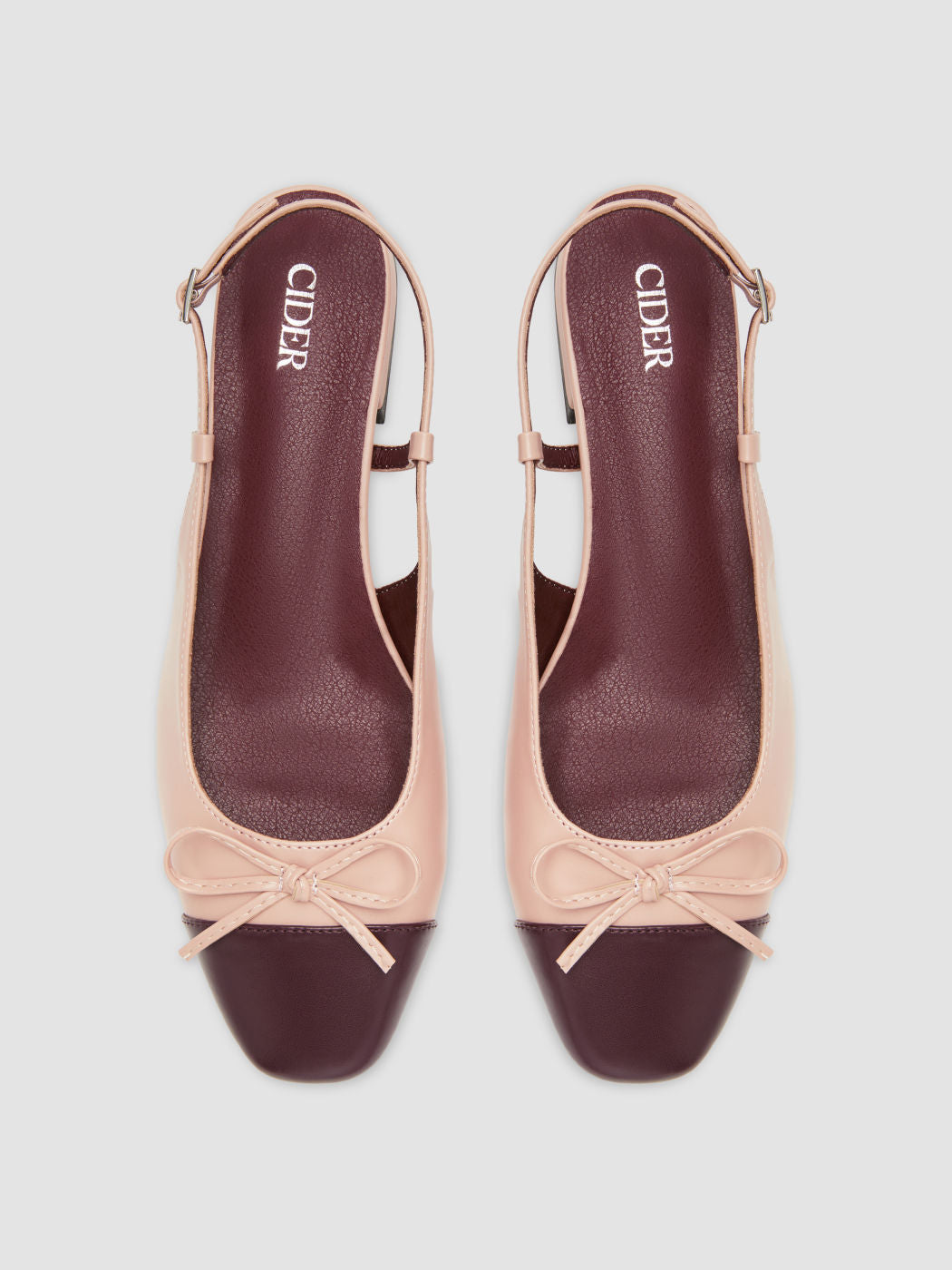 TWO-TONE BOW SLINGBACK MARY JANE FLATS