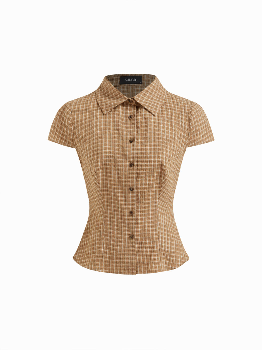 100% Cotton Tartan Short Sleeve Gingham Blouse