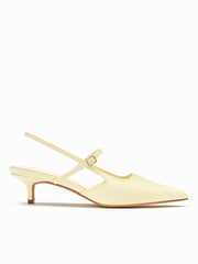 POINTED TOE BUCKLE DECOR SLINGBACK KITTEN HEELS
