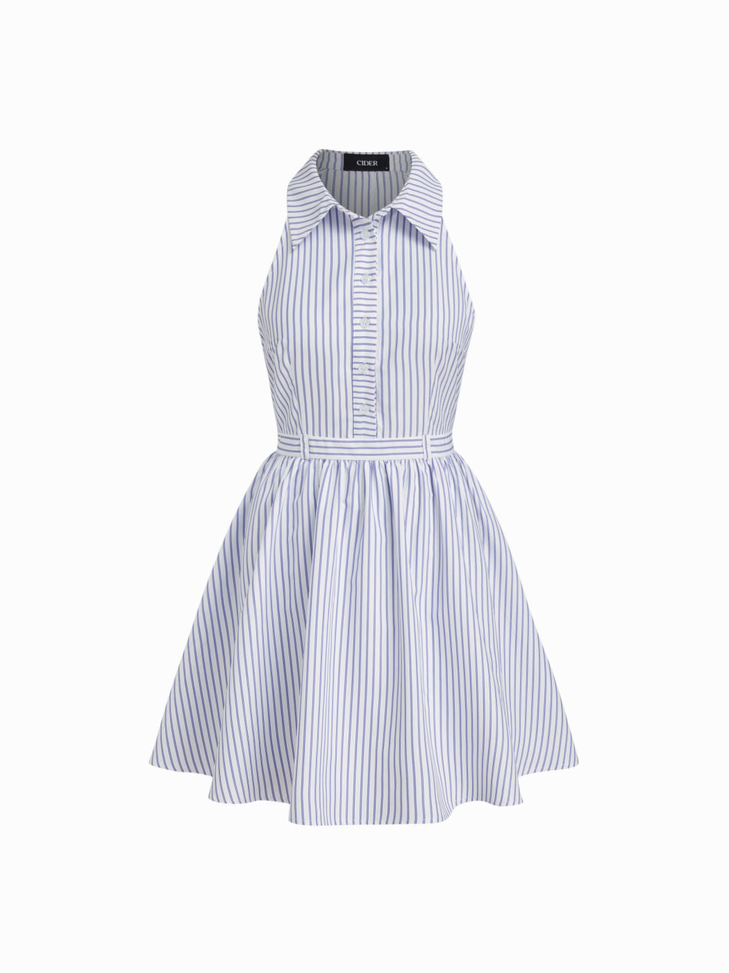 Stripe Collar Halter Neckline Mini Dress