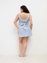 Cotton-blend Stripe Bowknot Mini Tank Dress Curve & Plus