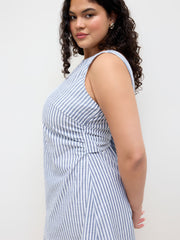 Cotton-blend Stripe Bowknot Mini Tank Dress Curve & Plus
