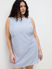Cotton-blend Stripe Bowknot Mini Tank Dress Curve & Plus