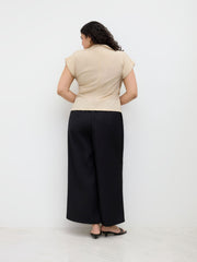 Stand Collar Belted Ruched Top Curve & Plus