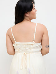 Cowl Neck Floral Lace up Mini Dress Curve & Plus