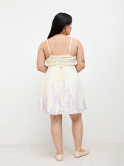 Cowl Neck Floral Lace up Mini Dress Curve & Plus