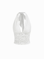 Lace Halter Neckline Backless Top