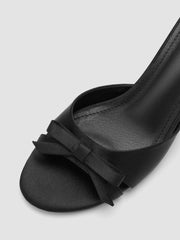 TWO-TONE BOWKNOT SATIN MID HEEL SANDALS