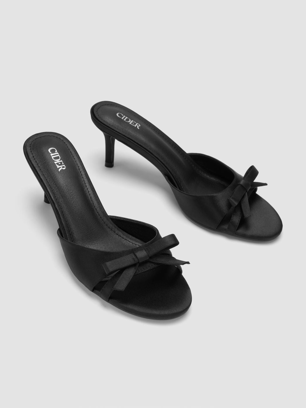 TWO-TONE BOWKNOT SATIN MID HEEL SANDALS