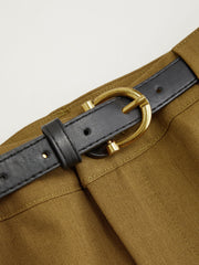 Mid Rise Barrel-leg Trousers With Belt