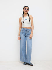 Cider Denim Low Rise Rhinestone Baggy Jeans