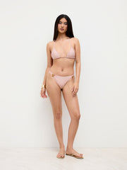 Halter Neckline Shell Detail Knotted Triangle Cheeky Bikini Set
