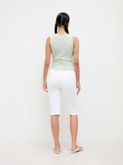 Knitted Metal Button Detail Split Crop Vest