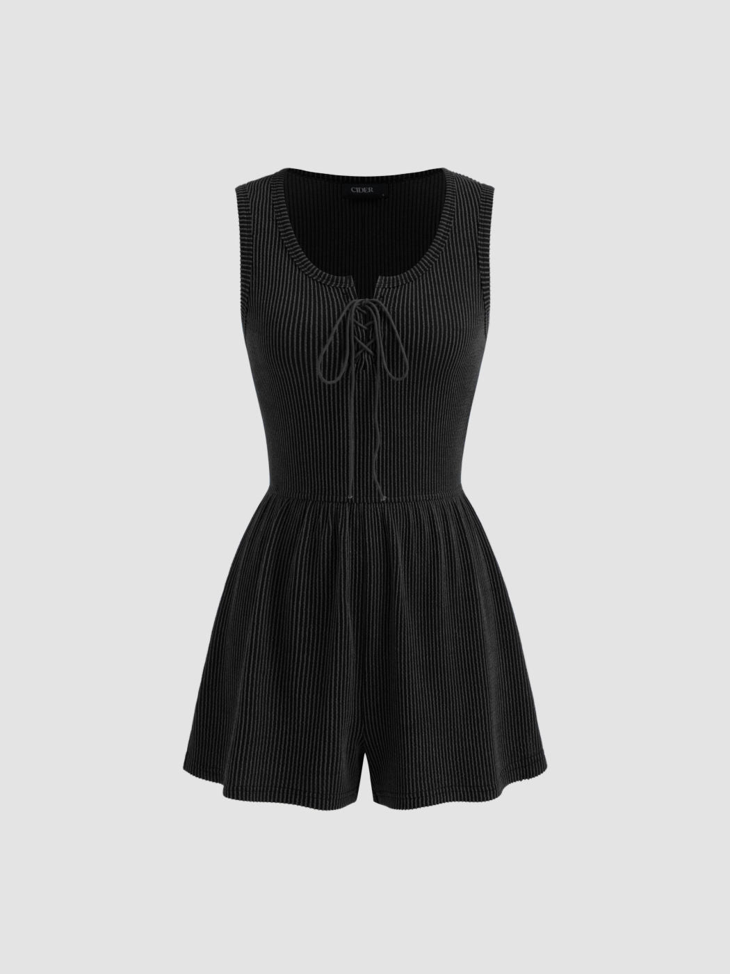Stripe Lace Up Knotted Micro Romper