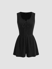 Stripe Lace Up Knotted Micro Romper