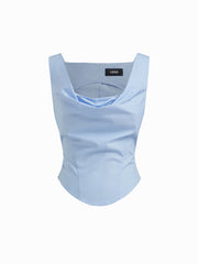 100% Cotton Cowl Neck Asymmetrical Hem Tank Top