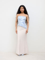 Sequins Asymmetrical Hem Split Bandeau Top