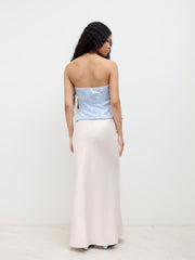Sequins Asymmetrical Hem Split Bandeau Top