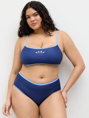 Surf Club U-neckline Contrasting Binding Bracelet Full Coverage Bikini Set Curve & Plus