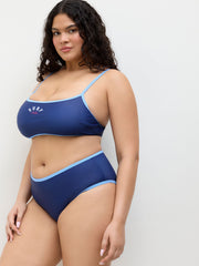 Surf Club U-neckline Contrasting Binding Bracelet Full Coverage Bikini Set Curve & Plus