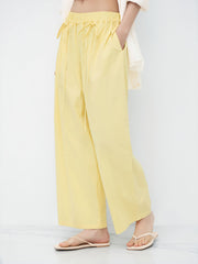 Cotton Mid Rise Knotted Barrel-Leg Trousers