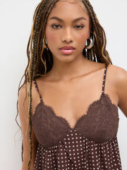 Chiffon V-neck Polka Dot Patched Lace Cami Blouse