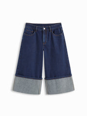 Cider Denim Low Rise Roll Hem Capri Jeans