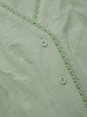 100% Cotton V-neck Ruffle Hem Blouse