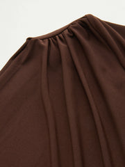Boat Neck Long Sleeve Ruched Tie Side Asymmetrical Hem Top