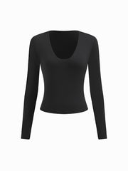 U-neckline Long Sleeve Tee