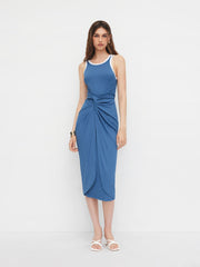Contrasting Binding Twisted Knotted Tank Maxi Dress