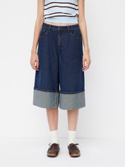 Cider Denim Low Rise Roll Hem Capri Jeans