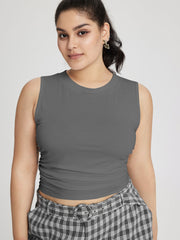 Sleeveless Ruched Crop Top Curve & Plus