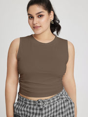 Sleeveless Ruched Crop Top Curve & Plus