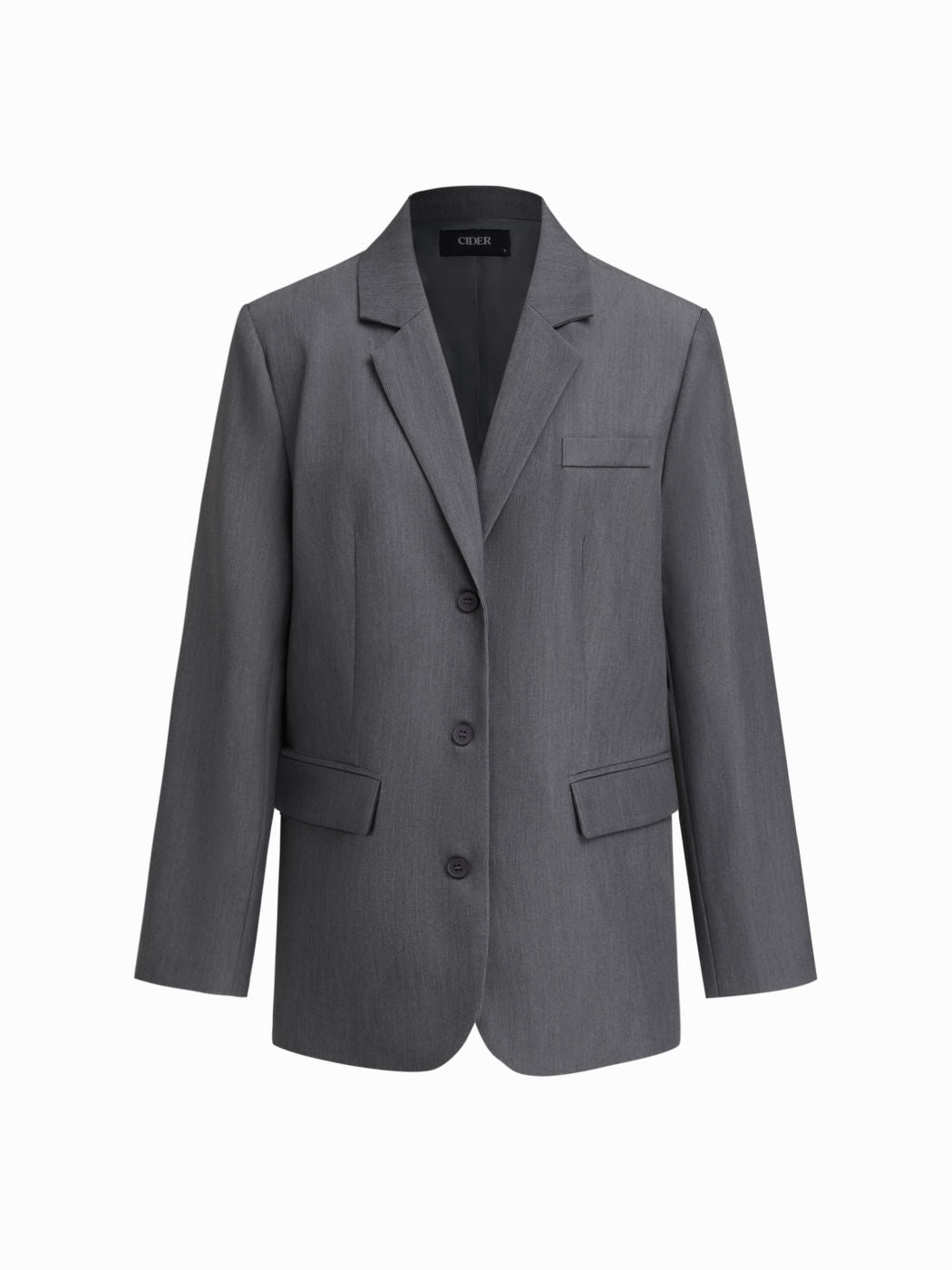 Notch Collar Button Oversized Long Sleeve Blazer