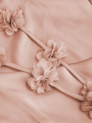 Satin Cowl Neck 3D Floral Ruched Mermaid Maxi Dress Curve & Plus