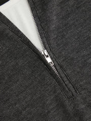 Hooded Two Tone Half-zip Long Sleeve Top