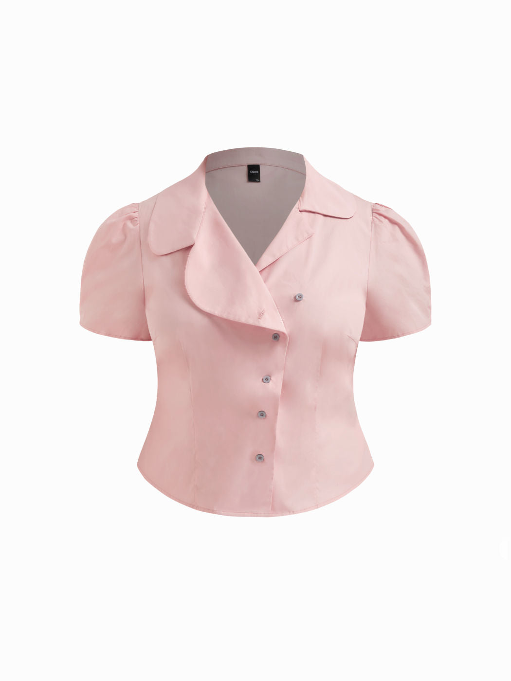 100% Cotton Collar Asymmetrical Button Blouse Curve & Plus