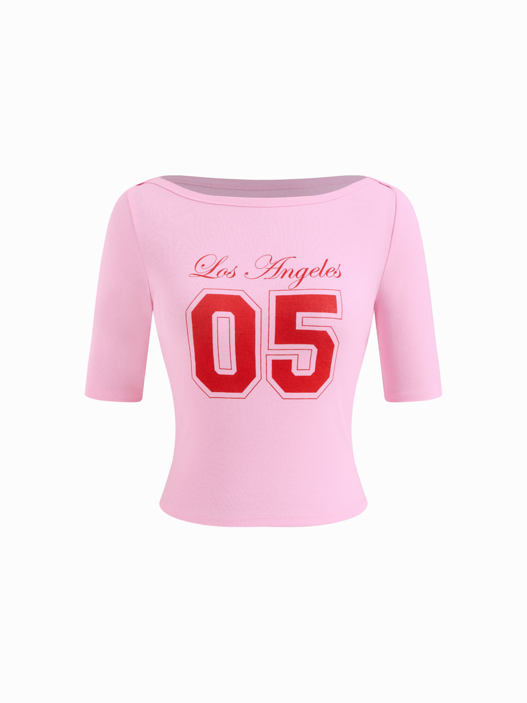 05 Graphic Cotton-blend Boat Neck Mid-length Sleeve Tee