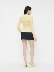 Cotton-blend Asymmetrical Neck Metal Detail Twist Top