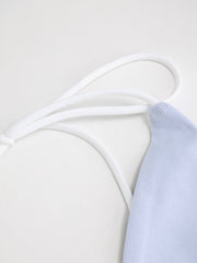 Cotton-blend Halter Neckline Contrasting Binding Cami Top