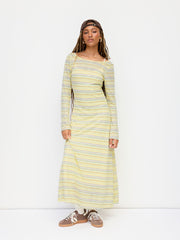 U-neckline Stripe Maxi Dress