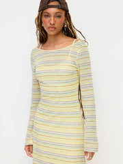 U-neckline Stripe Maxi Dress