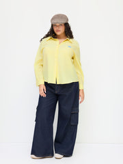 Collar Hedgehog Embroidery Oversized Shirt Curve & Plus