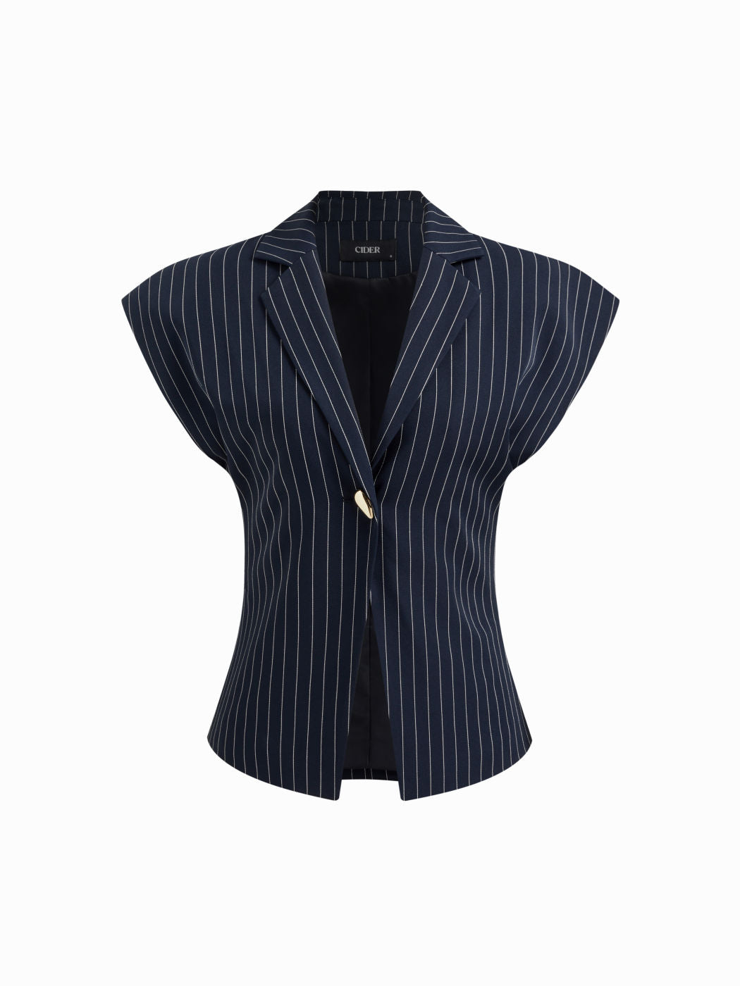 V-neck Stripe Metal Detail Oversized Blazer Vest